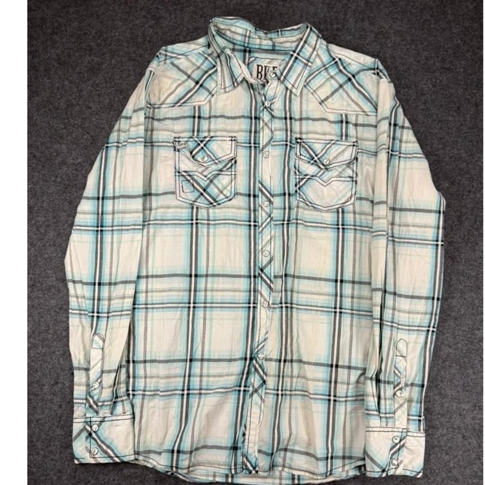 BKE‎ Vintage Men's Plaid Long Sleeve Button Up Shirt Western Standard Fit